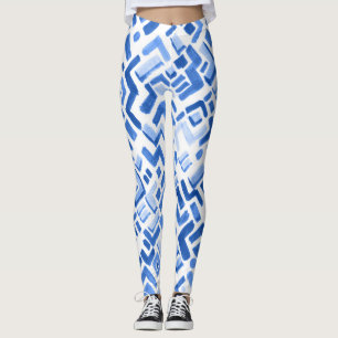 Legging Padrão de Abstrato Geométrico de Aquarela