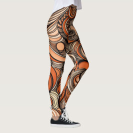 Legging Padrão de Abstrato Laranja de Pêssego Moderno
