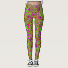 Legging Padrão de Abstrato magenta do Trippy Retro Chartre