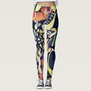 Legging Padrão de Abstrato Moderno de Intrato Dramático