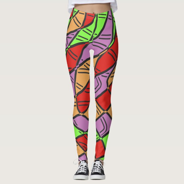 Legging Padrão de abstrato multicor "Ratti_Creative_Arts" (Frente)