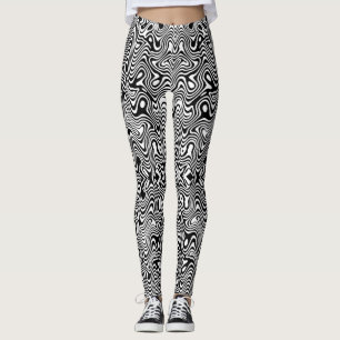 Legging Padrão de abstrato preto e branco