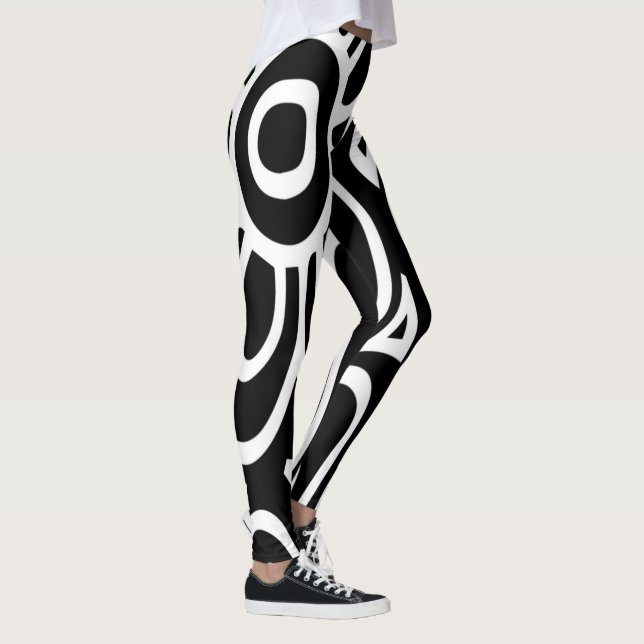 Legging Padrão de Abstrato preto e branco (Direita)