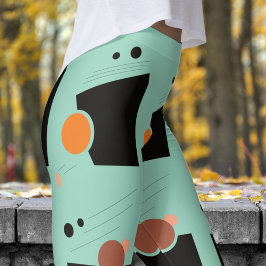 Legging Padrão de Abstrato Verde Vibrante