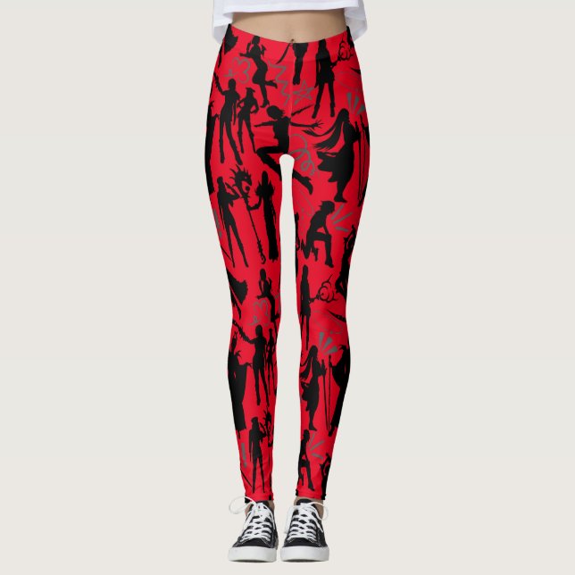 Legging Padrão de ações do Cosplay Anime.w Vermelho BG (Frente)