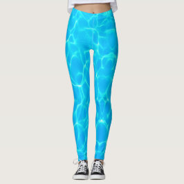 Legging Padrão De Água Aqua Com Ondas De Reflexão