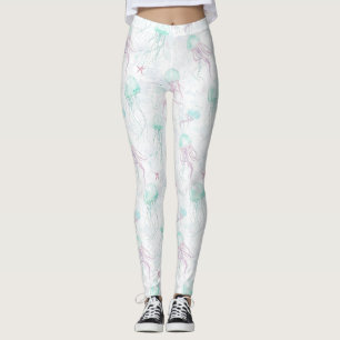 Legging Padrão de Água Sonhadora com Água-Marinha (1)
