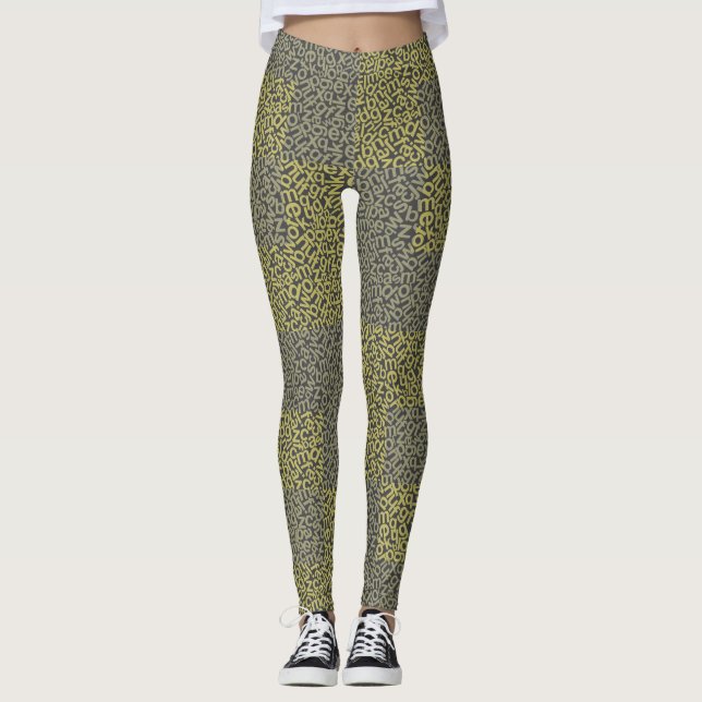 Legging Padrão de alfabetos 02 YW 2Tonesx4.bw Cinza BG (Frente)