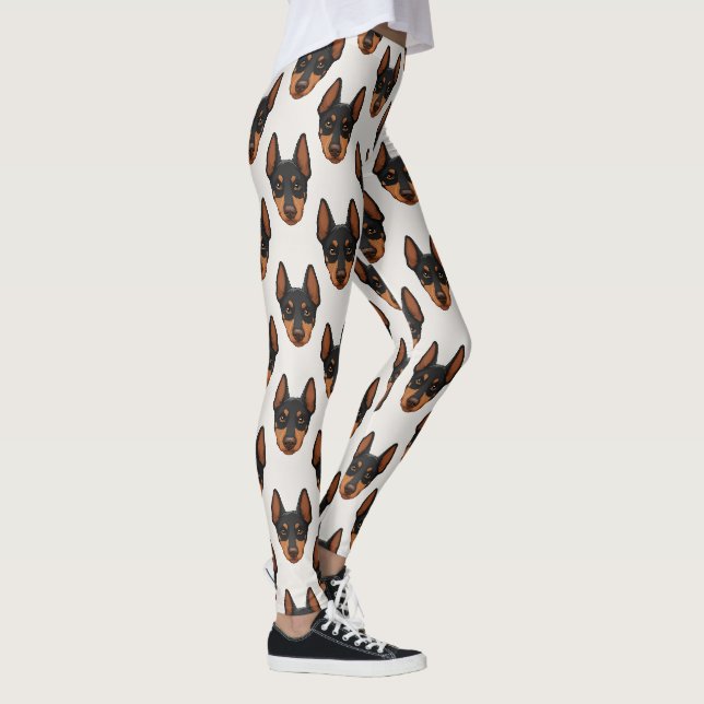 Legging Padrão de Amante de Cachorro Fofo Doberman (Direita)