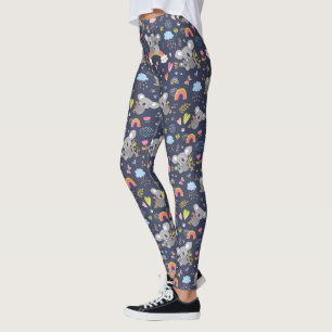 Legging Padrão de Amor do Koala Rainbow