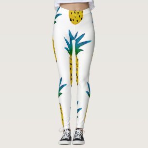 Legging Padrão de Ananás Amarelo de Aquarela