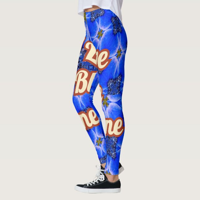 Legging Padrão de Anêmona do Jardim Azul (Esquerda)