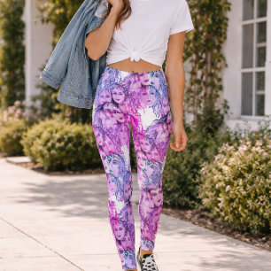 Legging Padrão de Animação de Pop Art com Elementos Fem