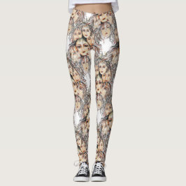 Legging Padrão de animação de pop art com elementos femini