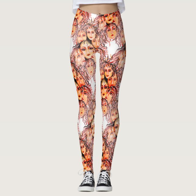 Legging Padrão de animação de pop art com elementos femini (Frente)