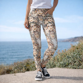 Legging Padrão de animação de pop art com elementos femini