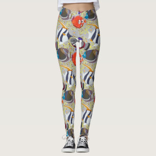 Legging Padrão de animais aquáticos vida submarina do