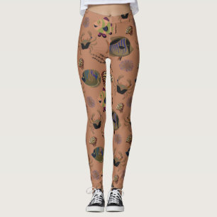 Legging Padrão de animais aquáticos vida submarina do