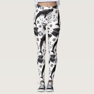 Legging Padrão de animais aquáticos vida submarina do