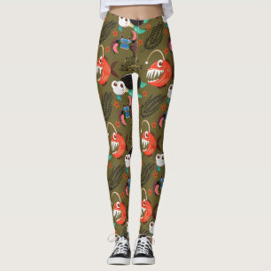 Legging Padrão de animais aquáticos vida submarina do
