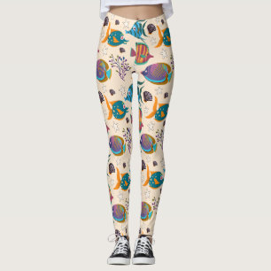 Legging Padrão de animais aquáticos vida submarina do