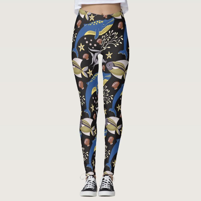 Legging Padrão de animais aquáticos | vida submarina do oc (Frente)