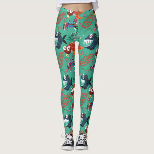 Legging Padrão de animais aquáticos vida submarina do oc