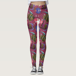 Legging Padrão de animais aquáticos vida submarina do oc