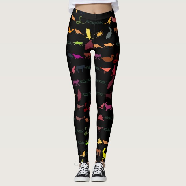 Legging Padrão De Animais De Corte Retro (Frente)