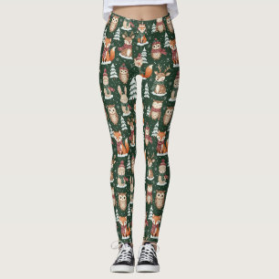 Legging Padrão de Animais de Natal na Floresta – 4 Inverno