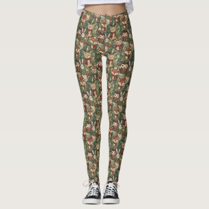 Legging Padrão de Animais de Natal na Floresta – Inverno F