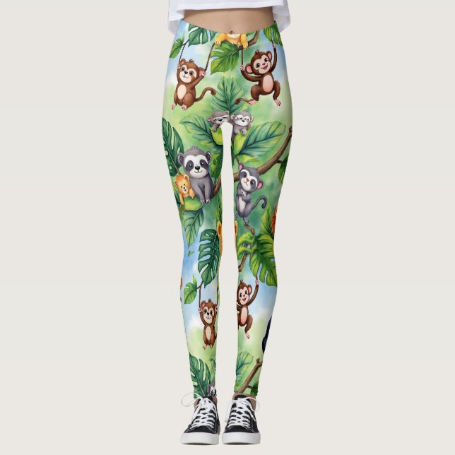 Legging Padrão de Animais Florestais Insoltos (Frente)