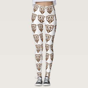 Legging Padrão de Animais Russos da Floresta Marrom-Urso