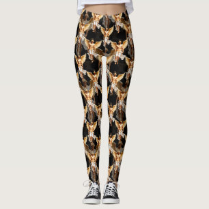 Legging Padrão de Anjos Dourados Celestiais