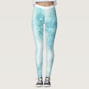 Legging Padrão de Aquarela Azul Pálido