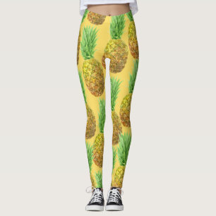 Legging Padrão de aquarela de abacaxi