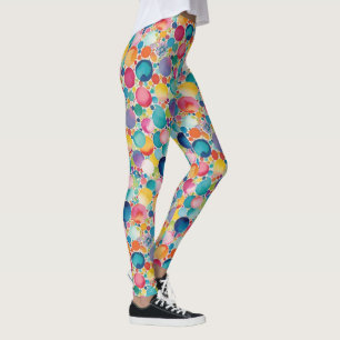 Legging Padrão de Aquarela de Círculos Multicolores Colori