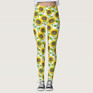 Legging Padrão de aquarela de Sunflower