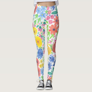 Legging Padrão de aquarela floral