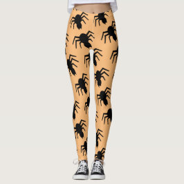 Legging Padrão de aranha laranja preto