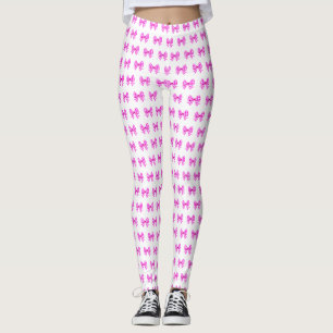 Legging Padrão de arco de gingham branco-rosa