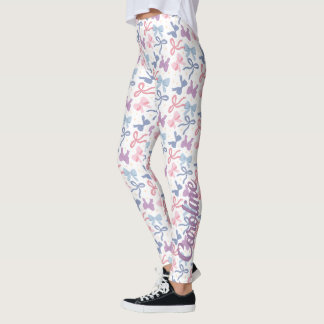 Legging Padrão de Arcos de Pastel-Cinto, Azul-Púrpura-Cor-