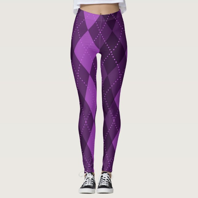 Legging Padrão de Argyle - Rosa Escuro (Frente)