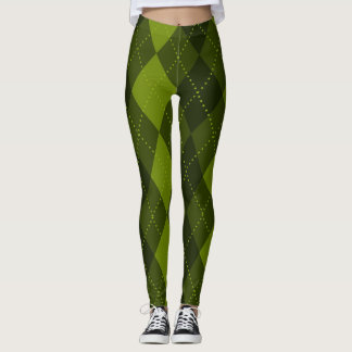 Legging Padrão de Argyle - Verde Oleícola Escuro