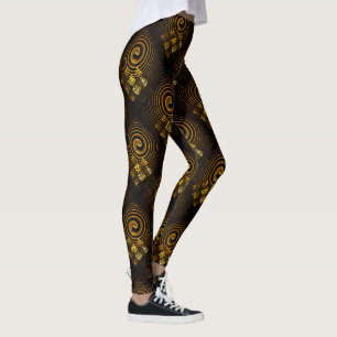 Legging Padrão de Arte Abstrata Boho Moderno Elegante Dour