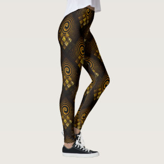 Legging Padrão de Arte Abstrata Boho Moderno Elegante Dour