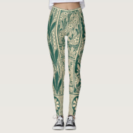 Legging Padrão de Arte Botânica Decorativa Nouveau