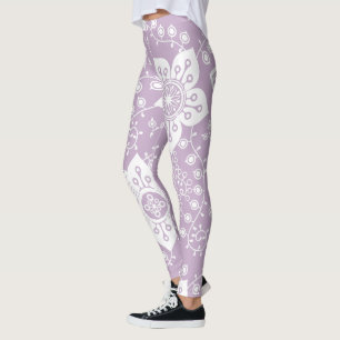 Legging Padrão de Arte das Flores Modernas Legal Funky Re