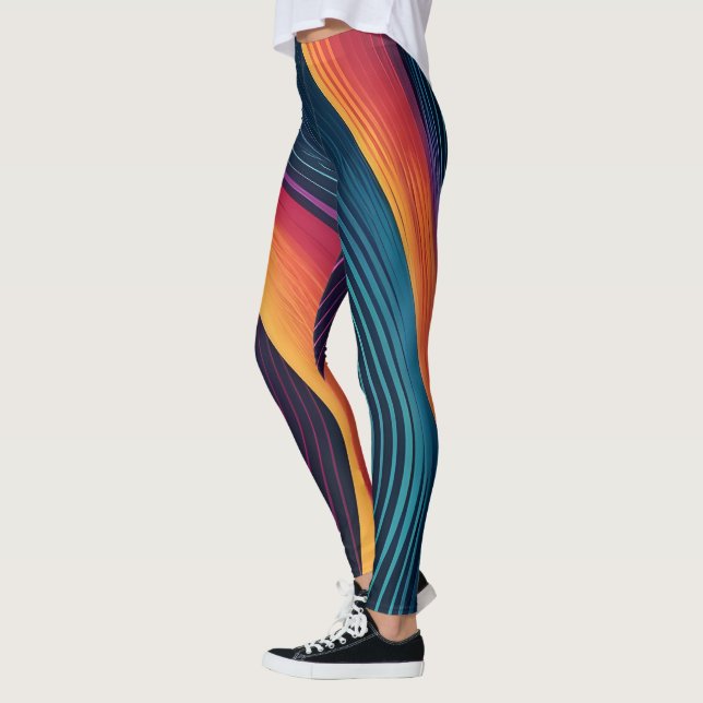 Legging padrão de arte das linhas abstrato (Esquerda)