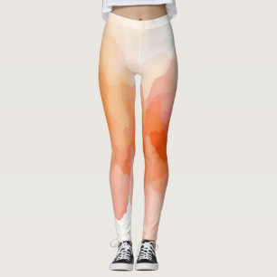 Legging Padrão de Arte de Cor de Água Laranja
